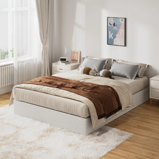 Alt view image 6 of 7 - Queen Size Box Spring Bed Base 9 Inch, 3000lbs Heavy Duty Box Spring Queen Metal Mattress Foundation, Tool-Free Easy Assembly, Noise Free