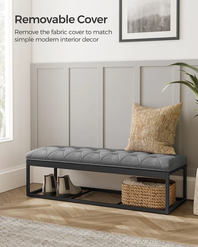 Alt view image 7 of 7 - Storage Ottoman Bench, Foot Rest with Legs, Load up to 661.4 lb | End of Bed Bench, Storage Chest, 43.3 x 15.8 x 15.8 Inches, Slate Gray and Ink Black, MELISA Collection ULSF088G01