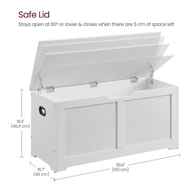 Alt view image 6 of 7 - Storage Chest, 39.4 Inches Width Bench with 2 Safety Hinges | Farmhouse Style, for Entryway, Bedroom, Living Room, Cloud White, SOFIE Collection ULSB061T10