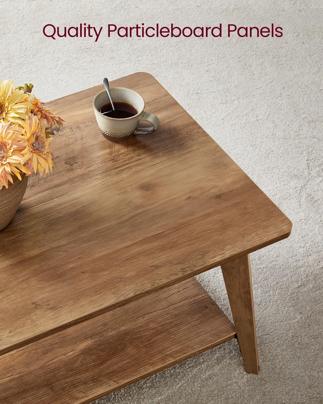 Alt view image 5 of 6 - Coffee Table, 2-Tier Center Table with Storage, Tapered Legs | Curved Transitions, Easy to Assemble, for Living Room, 21.7 x 39.4 x 17.7 Inches, Honey Brown, MAEZO Collection ULCT249K01