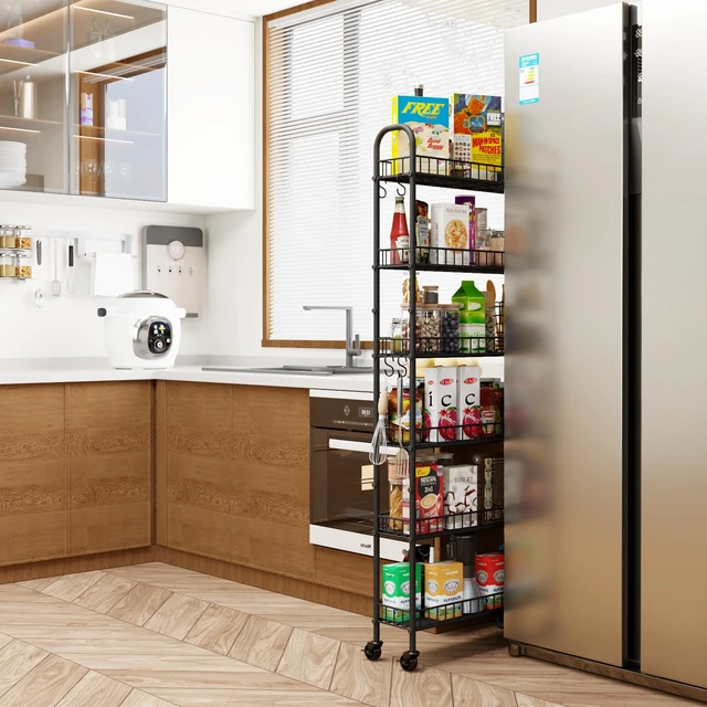 Alt view image 2 of 7 - Slim Rolling Storage Cart with Wheels, Metal 6 Tier Spice Rack Mobile Shelving Unit Organizer Kitchen Utility Cart for Office Bathroom Kitchen Laundry Room Narrow Places (6inches)