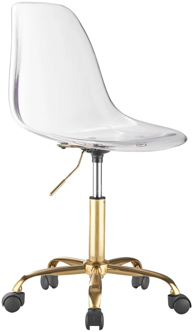 Main image of Clear Acrylic Rolling Office Desk Chair,Modern Ergonomic Swivel Task Chair with Gold Legs & Casters
