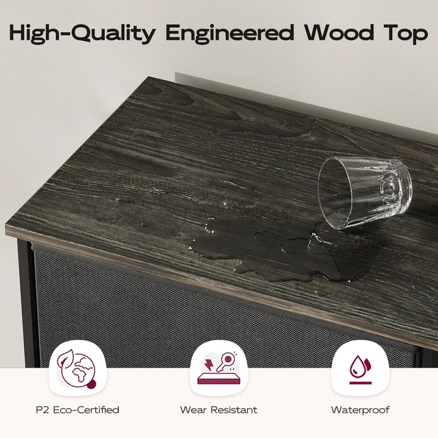 Alt view image 7 of 7 - Tall Dresser for Bedroom, 5 Drawer Dresser, Charcoal Black | 5 vertical fabric drawers, Tall vertical design, Bedroom or closet use, Dresser for small spaces, Chest of drawers