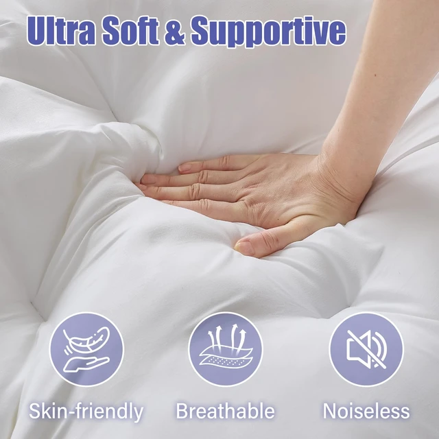Alt view image 2 of 7 - 4 Inch Memory Foam Mattress Topper Queen for Back Pain Relief, Filled with Breathable Gel Memory Foam, Fluffy Comfort Supportive Pillow Top Mattress Topper, 80x60x4in