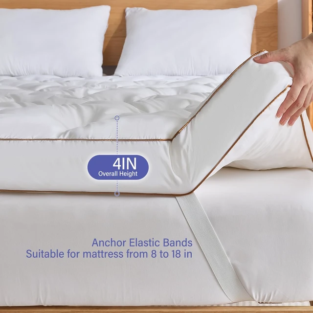 Alt view image 3 of 7 - 4 Inch Memory Foam Mattress Topper Queen for Back Pain Relief, Filled with Breathable Gel Memory Foam, Fluffy Comfort Supportive Pillow Top Mattress Topper, 80x60x4in