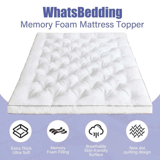 Alt view image 4 of 7 - 4 Inch Memory Foam Mattress Topper Queen for Back Pain Relief, Filled with Breathable Gel Memory Foam, Fluffy Comfort Supportive Pillow Top Mattress Topper, 80x60x4in