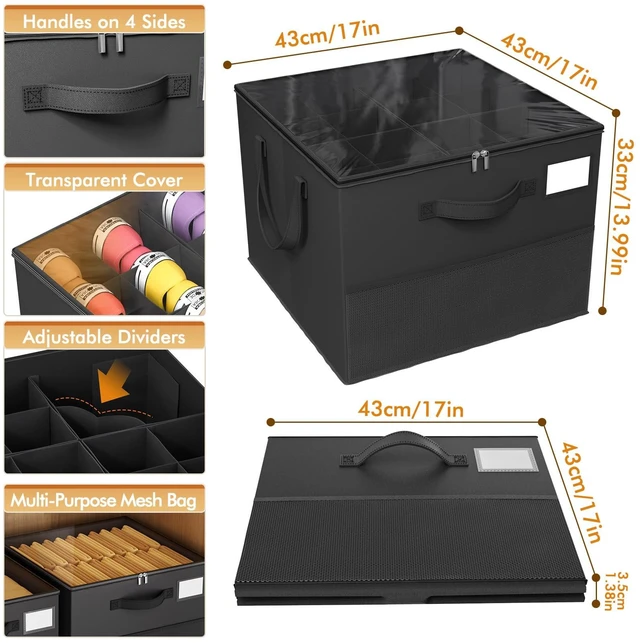 Alt view image 5 of 7 - Large Reinforced 2 Pack Shoe Organizer for Closet with Adjustable Dividers | Customizable Compartments for Sneakers, Boots, Heels, Sandals, Clothes, Towels, Versatile Cube Storage Organizer, Black