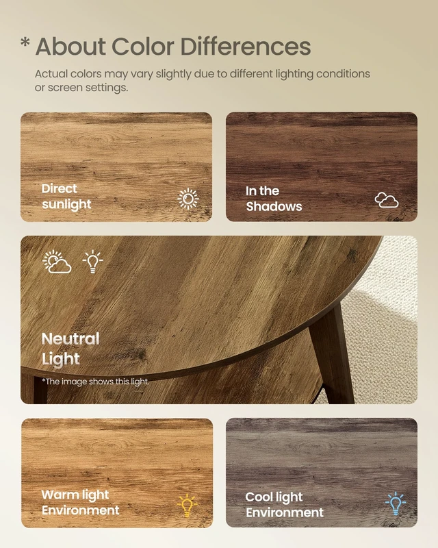Alt view image 7 of 7 - Round Coffee Table, 2-Tier Center Table with Storage, Tapered Legs | Curved Transitions, Easy Assembly, for Living Room, 31.5 Dia. x 17.7 H Inches, Honey Brown, MAEZO Collection ULCT243K41