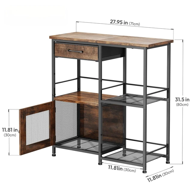 Alt view image 7 of 7 - Coffee Bar Cabinet for Home - Farmhouse Coffee Stand Station Multi-Purpose Buffet Sideboard Cabinet with Drawers - Kitchen Bar Table for Living Room, Corner, Small Space, Espresso