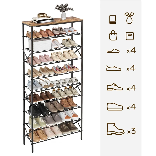 Alt view image 3 of 7 - 10 Tier Shoe Rack, Large Capacity Shoe Storage Organizer Holds 40 Pairs, Sturdy and Stable, for Entryway, Hallway, Closet, Dorm Room, Rustic Brown SS10BR