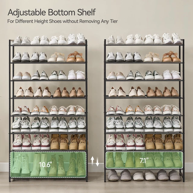 Alt view image 3 of 7 - Shoe Rack for Closet, Metal Shoe Organizer, 8 Tier Garage Shoe Rack Max Holds 40 Pairs,Shoe Storage shelf,Entryway, Black