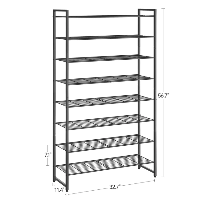 Alt view image 5 of 7 - Shoe Rack for Closet, Metal Shoe Organizer, 8 Tier Garage Shoe Rack Max Holds 40 Pairs,Shoe Storage shelf,Entryway, Black