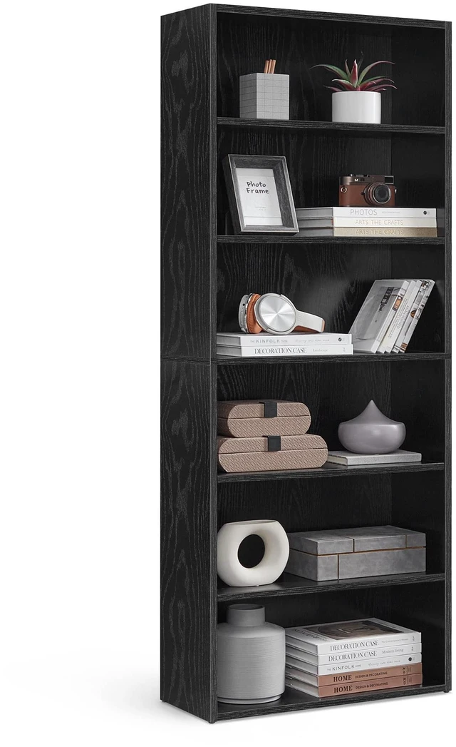Main image of Bookshelf, 23.6 Inches Wide, 6-Tier Open Bookcase with Adjustable Storage Shelves, Floor Standing Unit, Ebony Black ULBC166T56