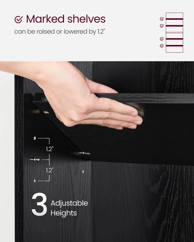 Alt view image 6 of 7 - Bookshelf, 23.6 Inches Wide, 6-Tier Open Bookcase with Adjustable Storage Shelves, Floor Standing Unit, Ebony Black ULBC166T56