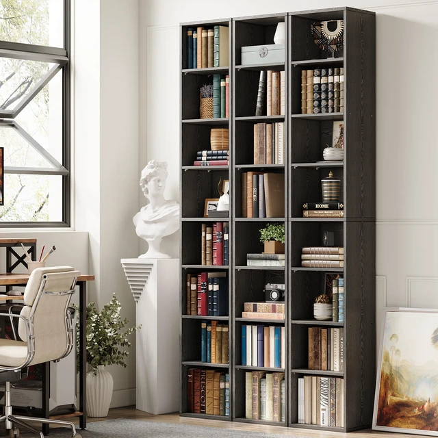 Alt view image 3 of 7 - Tall Narrow Bookshelf 8 Tiers, Compact Corner Bookcase, Floor Standing Display Storage Shelves 71 in Tall, Easy to Match for Living Room, Office, Study, Bedroom