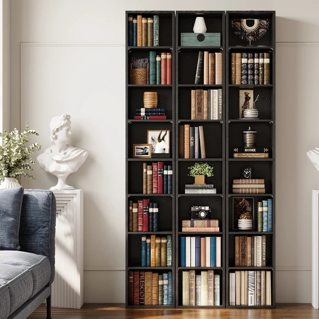 Alt view image 2 of 7 - Tall Narrow Bookshelf 8 Tiers, Compact Corner Bookcase, Floor Standing Display Storage Shelves 71 in Tall, Easy to Match for Living Room, Office, Study, Bedroom
