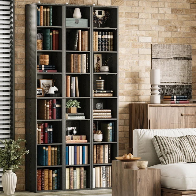 Alt view image 7 of 7 - Tall Narrow Bookshelf 8 Tiers, Compact Corner Bookcase, Floor Standing Display Storage Shelves 71 in Tall, Easy to Match for Living Room, Office, Study, Bedroom