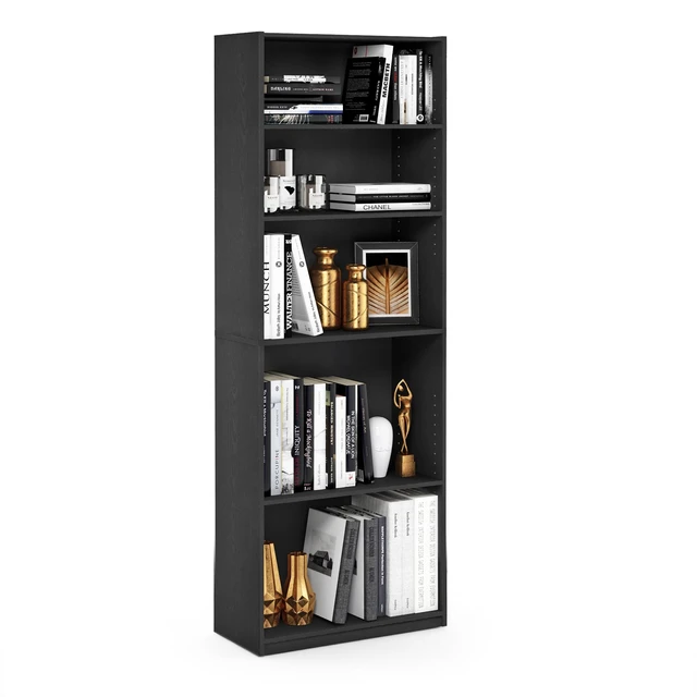 Main image of Jaya 5-Tier Book Shelf with Adjustable Shelves, Blackwood | 9.5 x 24.5 x 71.2, Tall Bookshelf, Bookcase, for Organization and Storage, for Living Room, Bedroom, Home Office