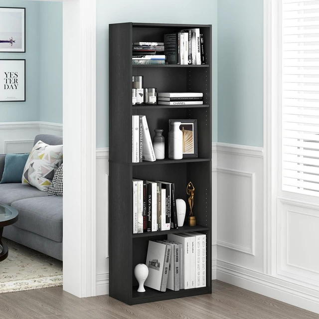 Alt view image 2 of 7 - Jaya 5-Tier Book Shelf with Adjustable Shelves, Blackwood | 9.5 x 24.5 x 71.2, Tall Bookshelf, Bookcase, for Organization and Storage, for Living Room, Bedroom, Home Office