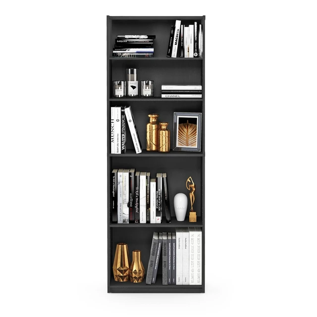 Alt view image 7 of 7 - Jaya 5-Tier Book Shelf with Adjustable Shelves, Blackwood | 9.5 x 24.5 x 71.2, Tall Bookshelf, Bookcase, for Organization and Storage, for Living Room, Bedroom, Home Office