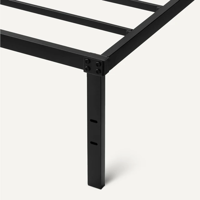 Alt view image 3 of 5 - Metal Bed Frame, Non-Foldable Platform with Under-Bed Storage Space, Durable Steel, Protective Floor Pads, Easy Assembly, Queen, 60W x 80L in, Black
