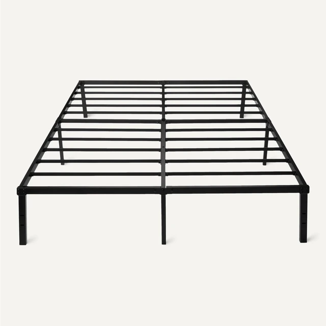 Alt view image 4 of 5 - Metal Bed Frame, Non-Foldable Platform with Under-Bed Storage Space, Durable Steel, Protective Floor Pads, Easy Assembly, Queen, 60W x 80L in, Black