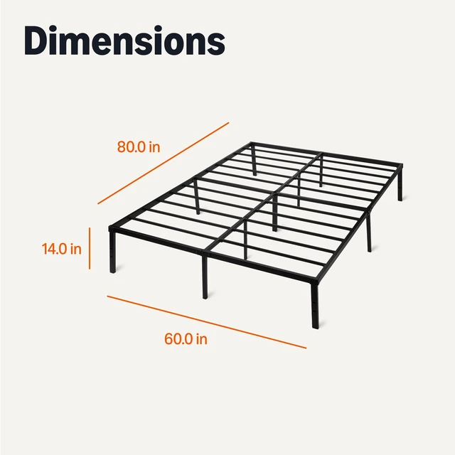 Alt view image 5 of 5 - Metal Bed Frame, Non-Foldable Platform with Under-Bed Storage Space, Durable Steel, Protective Floor Pads, Easy Assembly, Queen, 60W x 80L in, Black