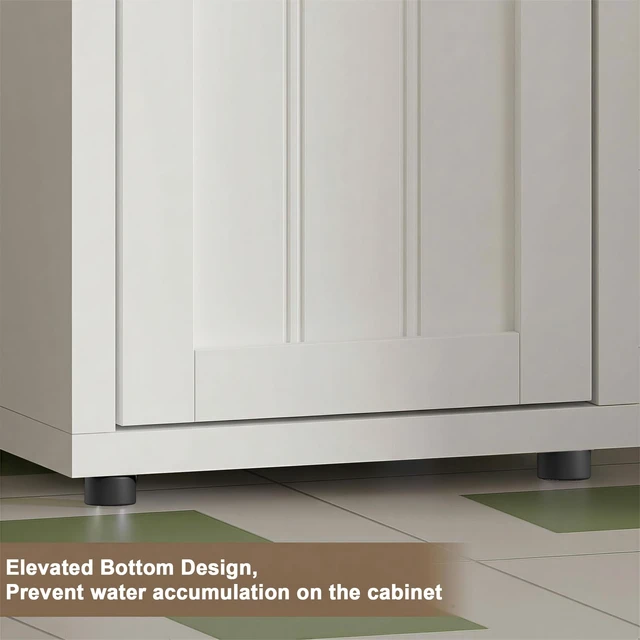 Alt view image 7 of 7 - Narrow Bathroom Storage Cabinet with Adjustable Shelves and Drawer | Tall Slim Storage Cabinet, Freestanding Cupboard for Small Spaces, White