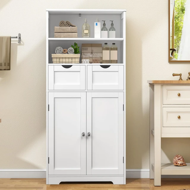 Alt view image 2 of 7 - Tall Bathroom Cabinet, Storage Cabinet with Adjustable Shelves, Bathroom Storage Cabinet for Living Room, Dining Room, Entryway, White