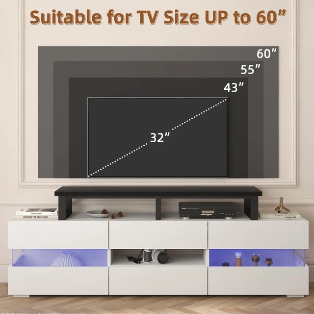 Alt view image 3 of 7 - 45" Large TV Riser for 32-60 inch TV, TV Riser Stand Shelf,Black | Steel Legs,Tabletop TV Stand Riser for Home Office,Fit TV/Monitor/Laptop/Soundbar,7.1"Height,Holds up to 120lbs