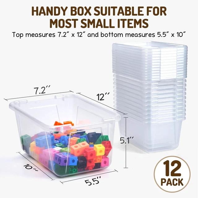 Alt view image 2 of 6 - 6 Quart Storage Bins with Lids, Plastic Latching Box for Classroom & Kids Toy Storage,Stackable Shoe Box Size Containers for STEM Morning Tubs, Crafts & Building Blocks (12, Clear)