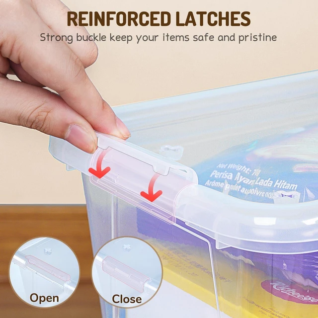 Alt view image 4 of 6 - 6 Quart Storage Bins with Lids, Plastic Latching Box for Classroom & Kids Toy Storage,Stackable Shoe Box Size Containers for STEM Morning Tubs, Crafts & Building Blocks (12, Clear)