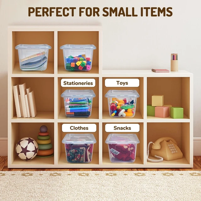 Alt view image 6 of 6 - 6 Quart Storage Bins with Lids, Plastic Latching Box for Classroom & Kids Toy Storage,Stackable Shoe Box Size Containers for STEM Morning Tubs, Crafts & Building Blocks (12, Clear)