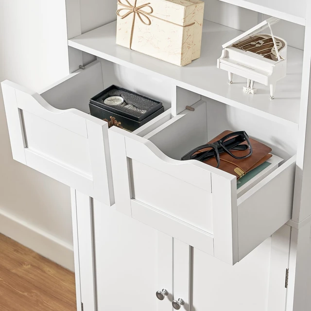 Alt view image 5 of 7 - Tall Bathroom Cabinet, Storage Cabinet with Adjustable Shelves, Bathroom Storage Cabinet for Living Room, Dining Room, Entryway, White