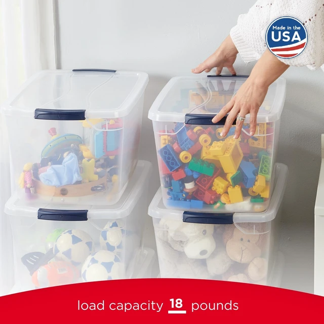 Alt view image 5 of 7 - Cleverstore Clear 32 Qt, 6 Pack Stackable Plastic Storage Bins with Lids, Great for Closet and Laundry Storage, Organizing in the Home