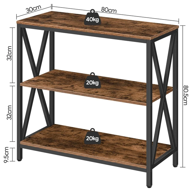 Alt view image 2 of 7 - 31.5" Sofa Table, Industrial Console Table, 3-Tier Entryway Table | Narrow Sofa Table with Storage Shelves, Heavy Duty, Foyer Table for Hallway, Entryway, Living Room, Rustic Brown CTHR8001Z
