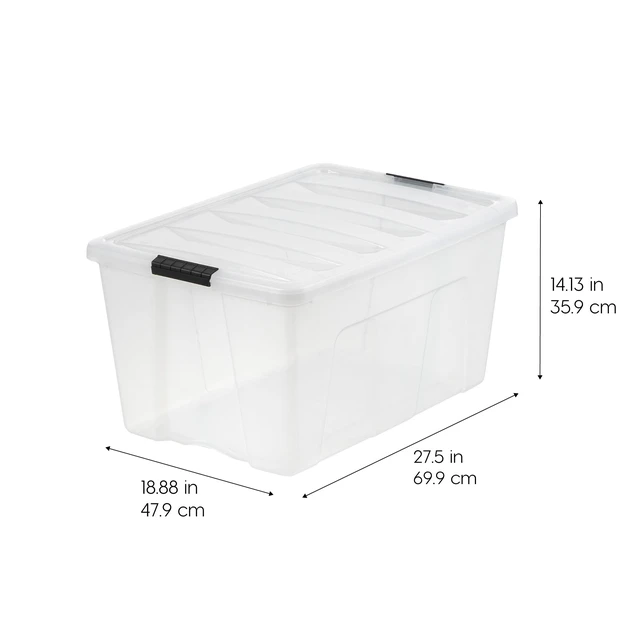 Alt view image 2 of 6 - 2-Pack 94 Quart Storage Bins with Lids, Clear | Transparent design makes contents easy to find. Ideal for holiday décor, bulky items, and long-term storage. Nestable design