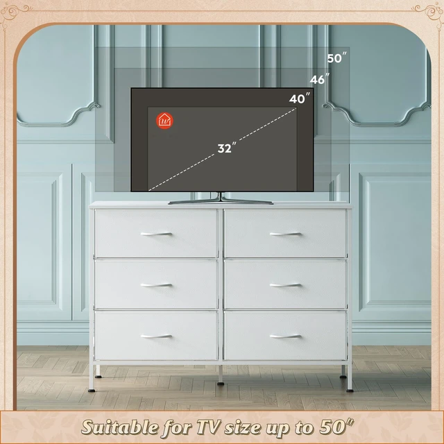 Alt view image 5 of 7 - Dresser for Bedroom with 6 Fabric Drawers, White | Closet Dresser, Metal Frame, Wooden Top, Fabric Dresser for Closet, Living Room, Hallway
