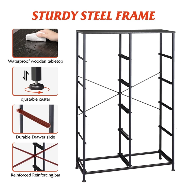 Alt view image 6 of 7 - Tall Dresser for Bedroom with 10 Drawers, Black | 10 Drawers, Fabric Dresser for Closet, Storage Tower with Cabinet, Metal Frame