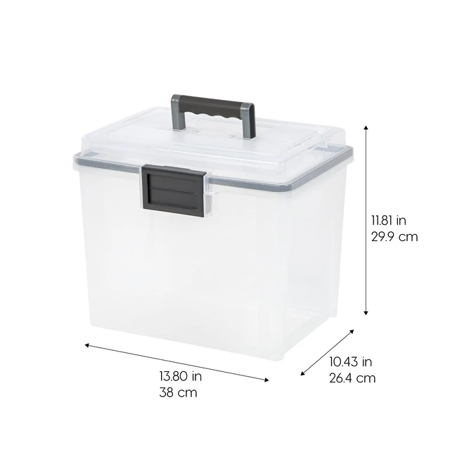Alt view image 2 of 7 - WeatherPro Portable File Box Organizer, 19 Qt. 4-Pack, Clear | Store and transport letter size files, documents and records with weather resistant protection and secure latching