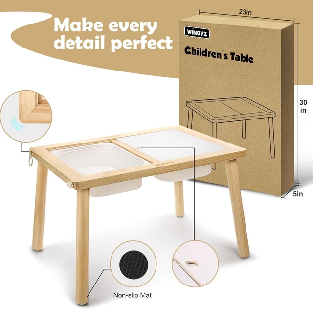 Alt view image 6 of 7 - Sensory Table for Toddlers, Kids Table with 3 Storage Bins FSC Safe | Sand Water Table Graffiti Tabletop, Kids Art Table with Paper Holder, Toddler Activity Table for Play Study Storage 3Y Gifts
