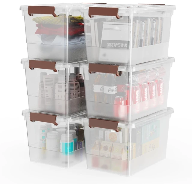 Main image of 6 Pack 17qt Clear Plastic Storage Bin with Lid and Latching Buckles, Stackable Tote Organizing Box with Handle