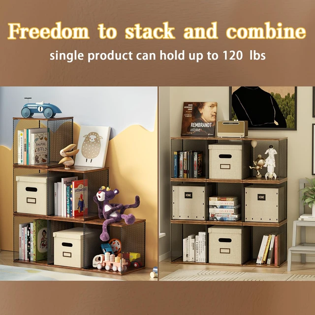 Alt view image 6 of 7 - 3 Cube Vinyl Record Storage | DIY Stackable 120-150 Records Visualize Album Storage Record Storage Crate