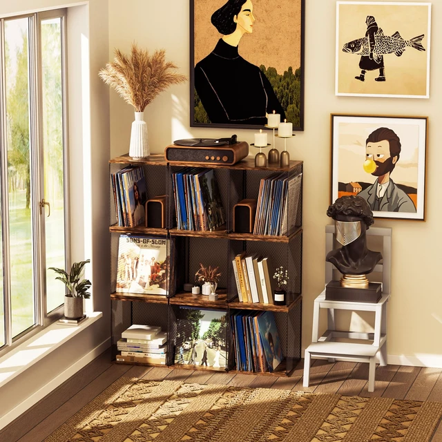 Alt view image 3 of 7 - 3 Cube Vinyl Record Storage | DIY Stackable 120-150 Records Visualize Album Storage Record Storage Crate