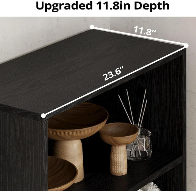 Alt view image 5 of 7 - Industrial Bookshelves and Bookcases with Doors and Shelves | 11.8in Deeper engineered-wood, concealed storage, anti-tip bracket, each shelf supports up to 22 lbs, 5-Tier Storage Shelves