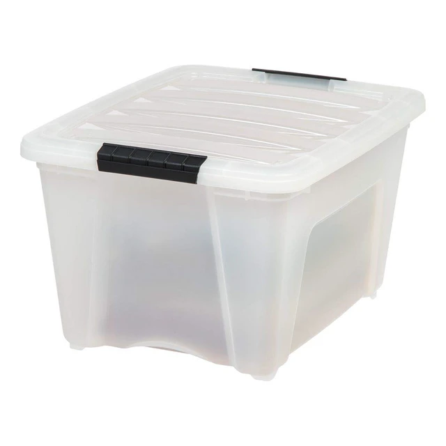 Alt view image 4 of 7 - 6-Pack 32 Quart Storage Bins with Lids, Pearl | Conceals contents for a neat look, Ideal for linens, décor, closet essentials, and household supplies