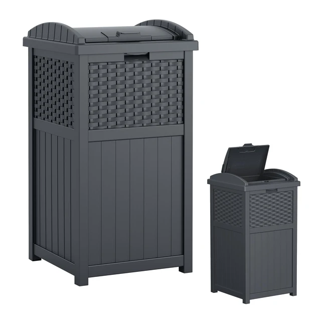Main image of 33 Gal, Wicker Hideaway Trash Can, Secure Lid, Cyberspace Gray