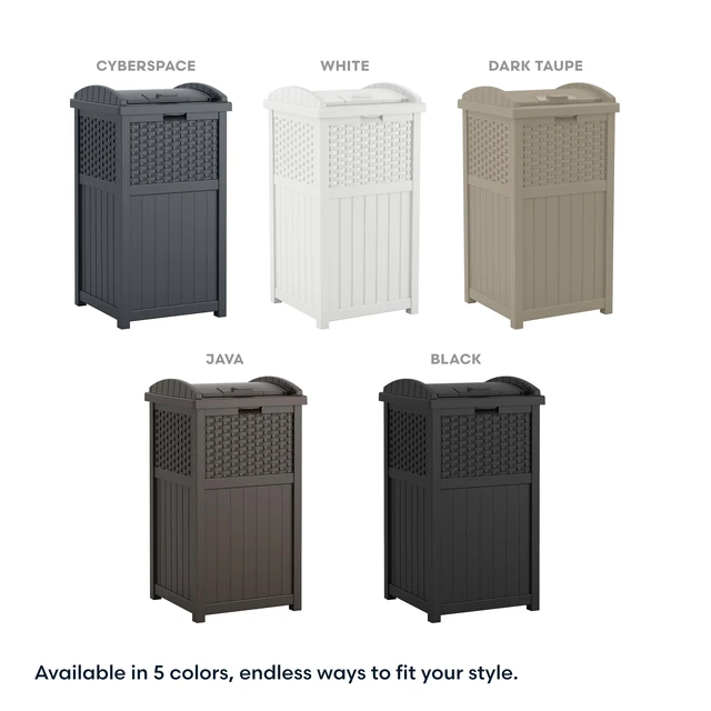 Alt view image 5 of 7 - 33 Gal, Wicker Hideaway Trash Can, Secure Lid, Cyberspace Gray
