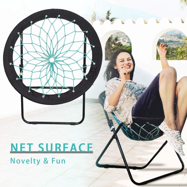 Alt view image 2 of 7 - Bunjo Bungee Dish Chair - Versatile Folding Chair with Fun Bouncy Design - Circle Web Chair for Room Garden Dorm Rooms and Lounging in Living Rooms, and Bed Rooms