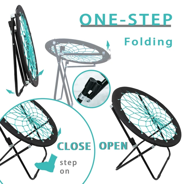 Alt view image 3 of 7 - Bunjo Bungee Dish Chair - Versatile Folding Chair with Fun Bouncy Design - Circle Web Chair for Room Garden Dorm Rooms and Lounging in Living Rooms, and Bed Rooms